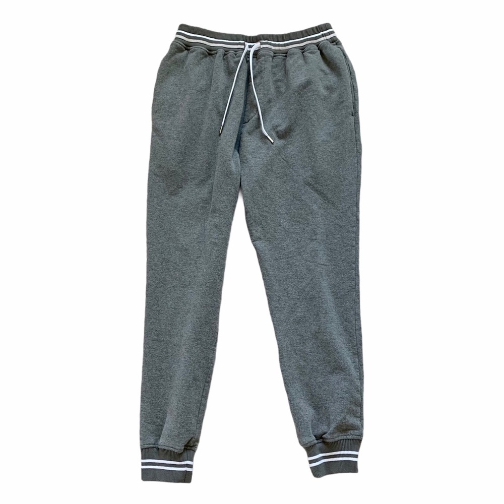 Stampd Joggers Sweatpants Men’s M Varsity Stripe Pocket Gray White Tapered Tie